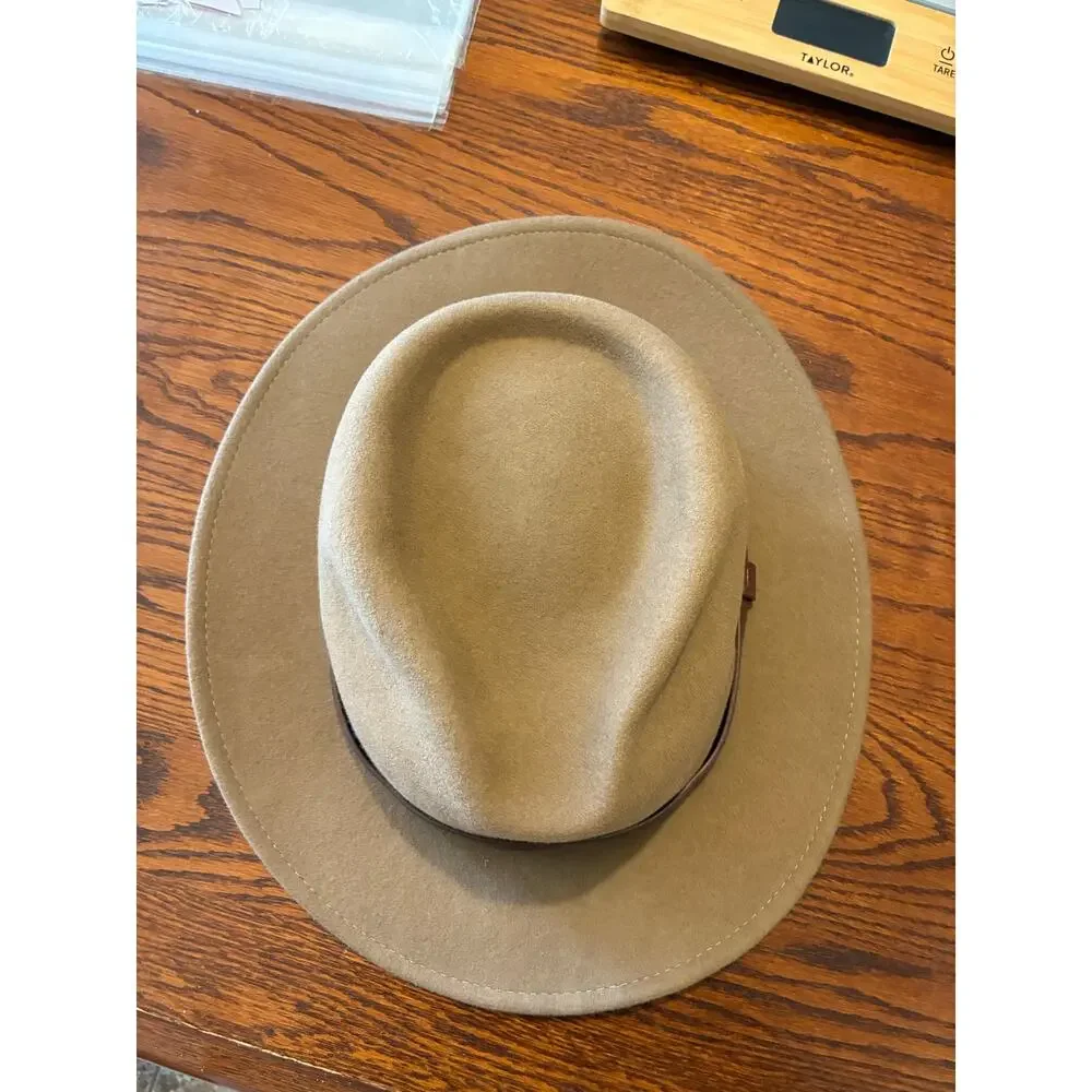 Brixton NEW Messer Wool Hat Fedora Tan XL 7.75in 62cm